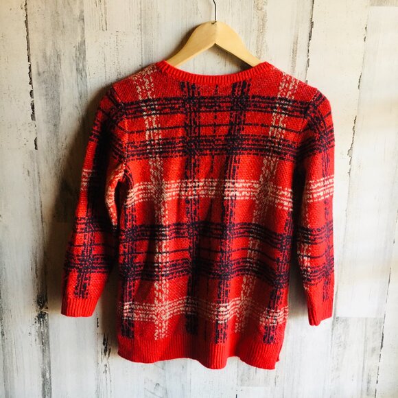 NWOT Ann Taylor Wool Mohair Blend Sweater XS Plaid Red Windowpane Preppy  Approx - Picture 9 of 13